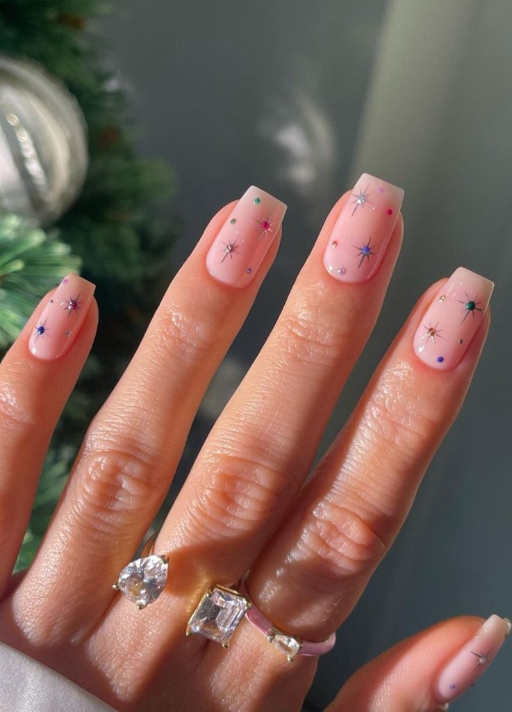 Subtle Star Glitter Short Nails Subtle Star Glitter Short Nails — Nail Art Ideas