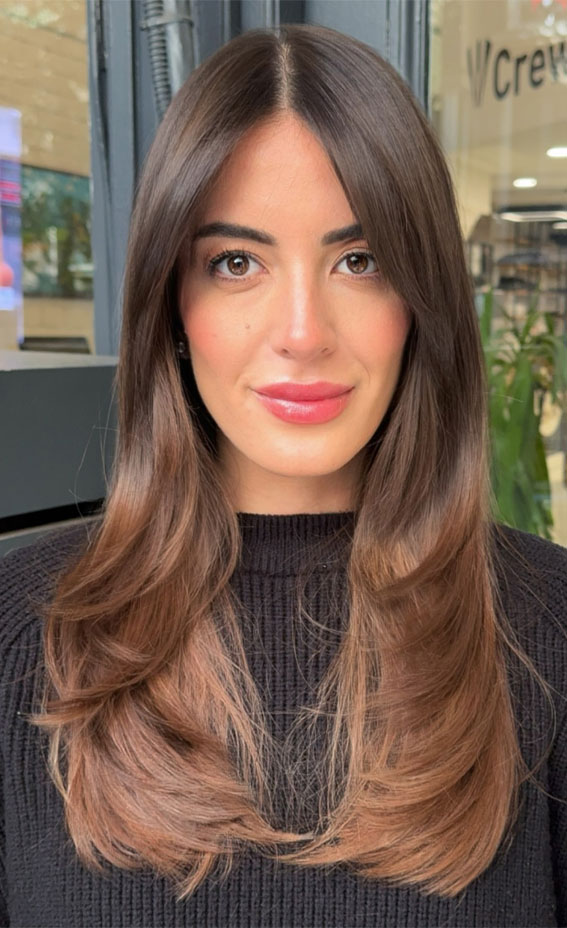 Cocoa Brown with Balayage Cocoa Brown with Balayage — Winter Hair Colors for Brown Eyes