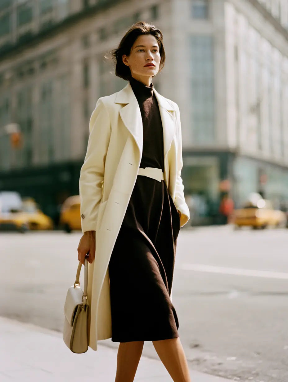 Oversized Chocolate Brown Blazer with Satin Slip Dress and White Trousers Oversized Chocolate Brown Blazer with Satin Slip Dress and White Trousers — Chocolate Brown Outfits