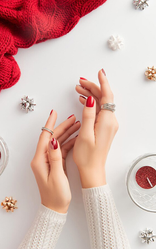 Half-Moon Accent On One Nail Visual Idea Half-Moon Accent On One Nail Visual Idea — Winter Formal Nails