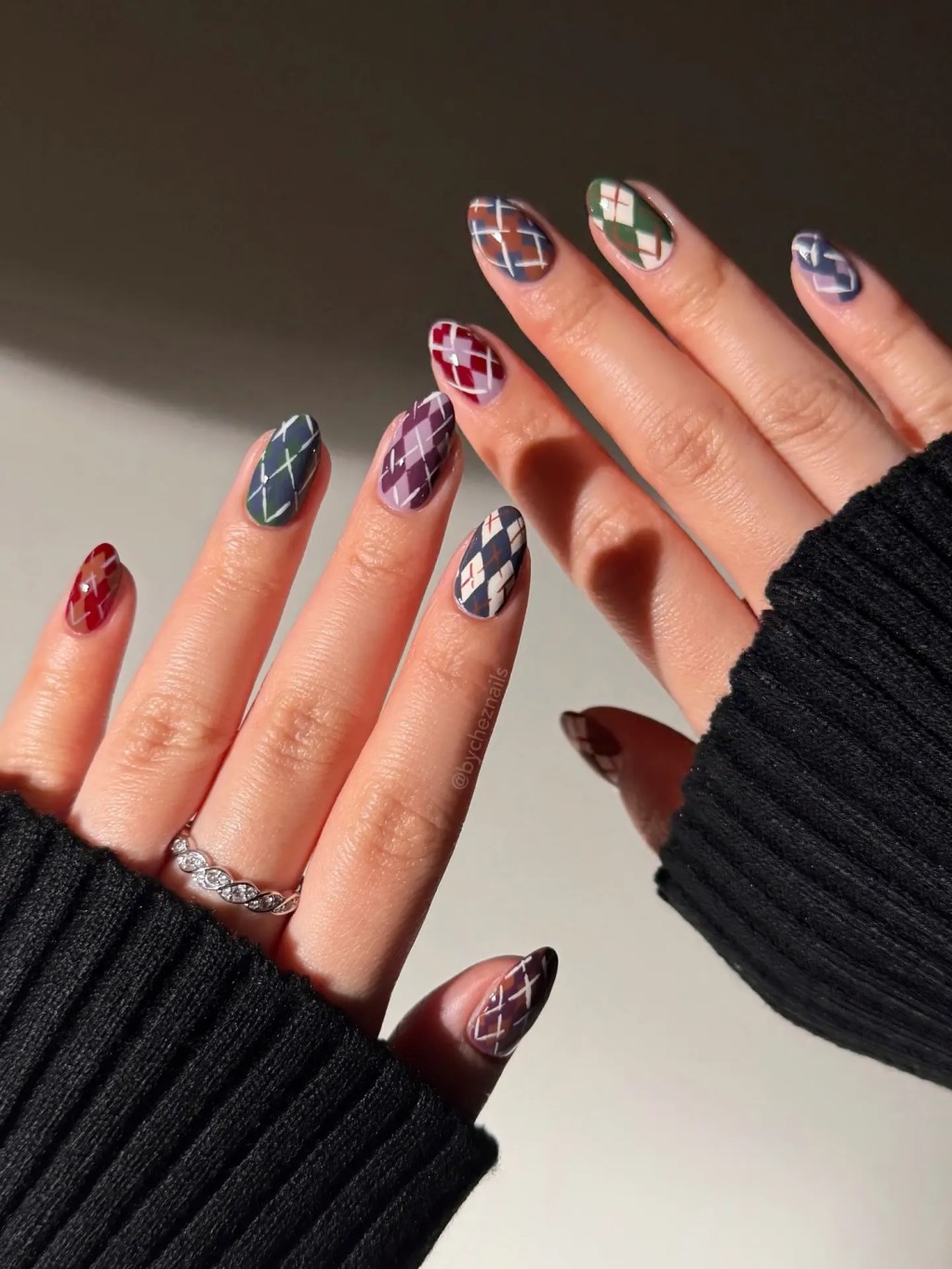 Argyle Pattern On All Nails Visual Idea Argyle Pattern On All Nails Visual Idea — Short Nail Designs