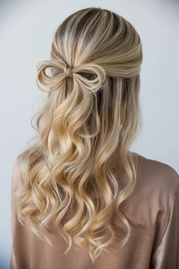 Half-Up With Decorative Bow — Winter Formal Hairstyles
