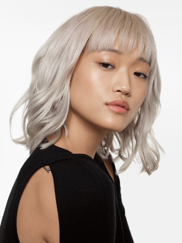 Icy Platinum Bob With Blunt Bangs — Icy Blonde Hair