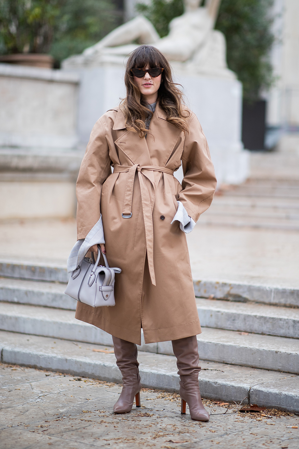 Belted Camel Trench Coat for City Travel — Italy Winter Outfits