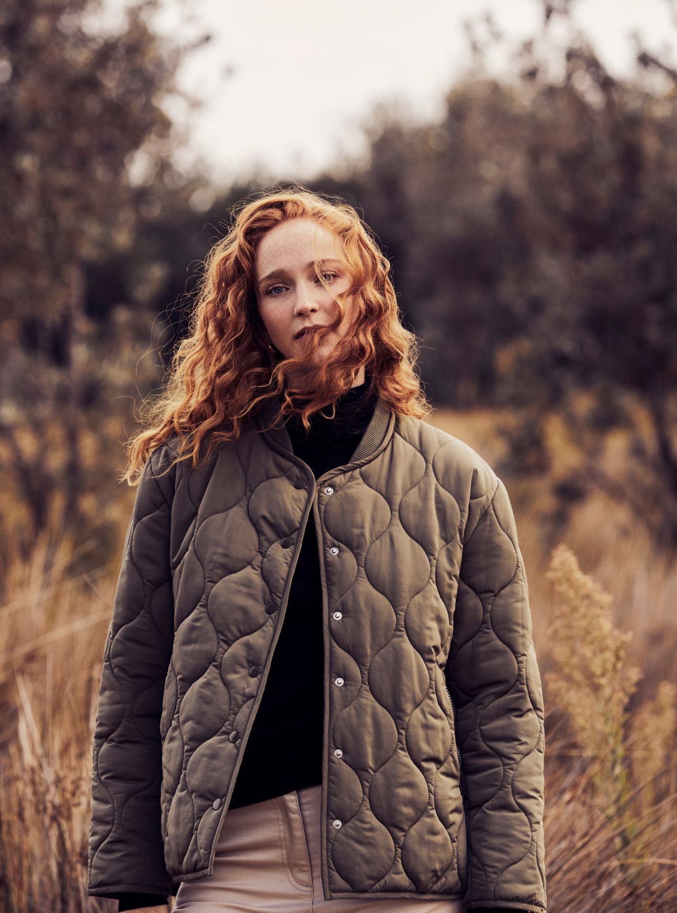 Olive Green Quilted Jacket with Button Front for Casual Chic — Winter Jackets for Women