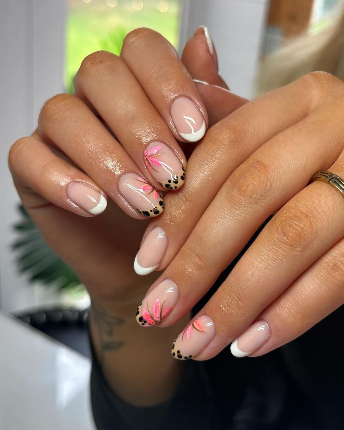 French Manicure with Floral Accents French Manicure with Floral Accents — Nail Art Ideas