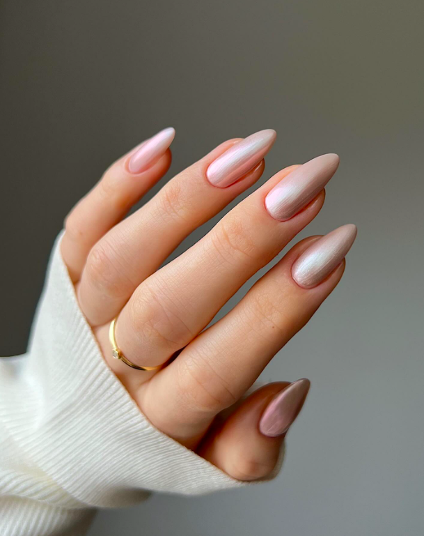 Long Stiletto Pale Pink Pearlescent Shimmer Long Stiletto Pale Pink Pearlescent Shimmer — Winter Pink Nails