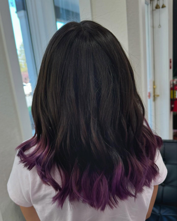 Plum Dip-Dye On Dark Brown — Plum Hair Color