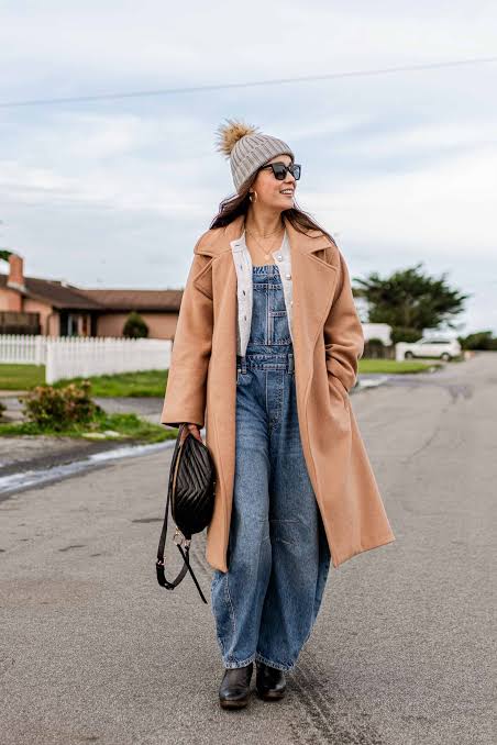 Wool Coat and Denim Overalls for a Western Workwear Vibe Wool Coat and Denim Overalls for a Western Workwear Vibe — Western Winter Outfits