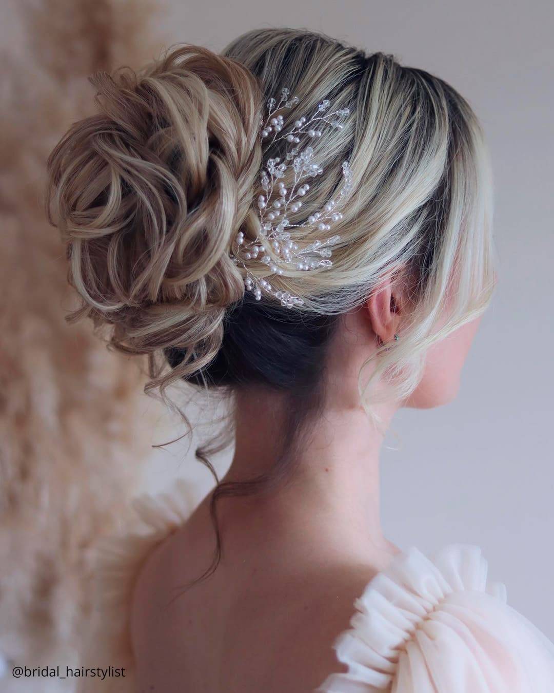 Ash Blonde Updo with Braids and Pearl Accessory Ash Blonde Updo with Braids and Pearl Accessory — Winter Updos