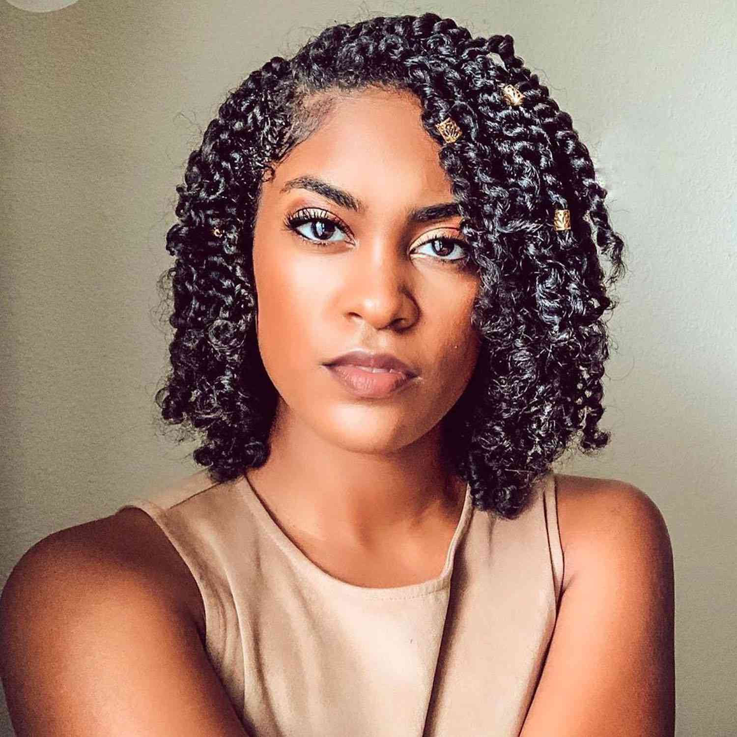 Chin-Length Twists With Gold Pins Chin-Length Twists With Gold Pins — Winter Twist Hairstyles