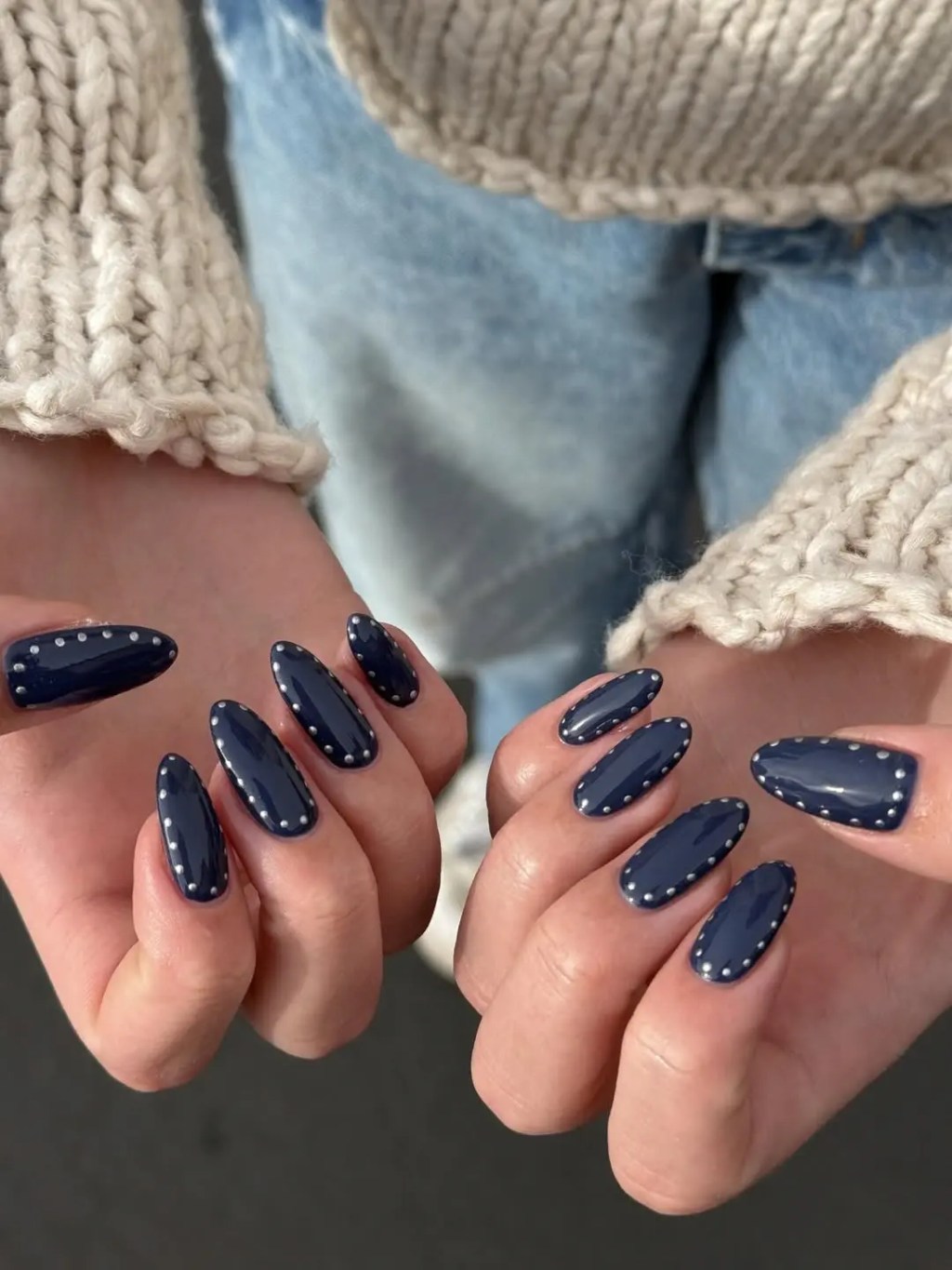Studded Navy Stilettos Studded Navy Stilettos — Navy Blue Nails