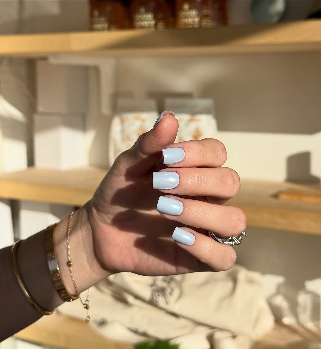 Slight Shimmer Visual Idea — Pastel Winter Nails