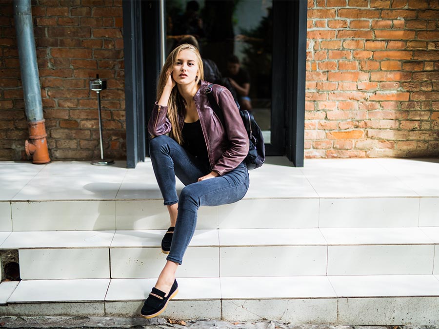 Edgy Skinny Jeans with a Burgundy Leather Jacket — Winter Outfits with Jeans
