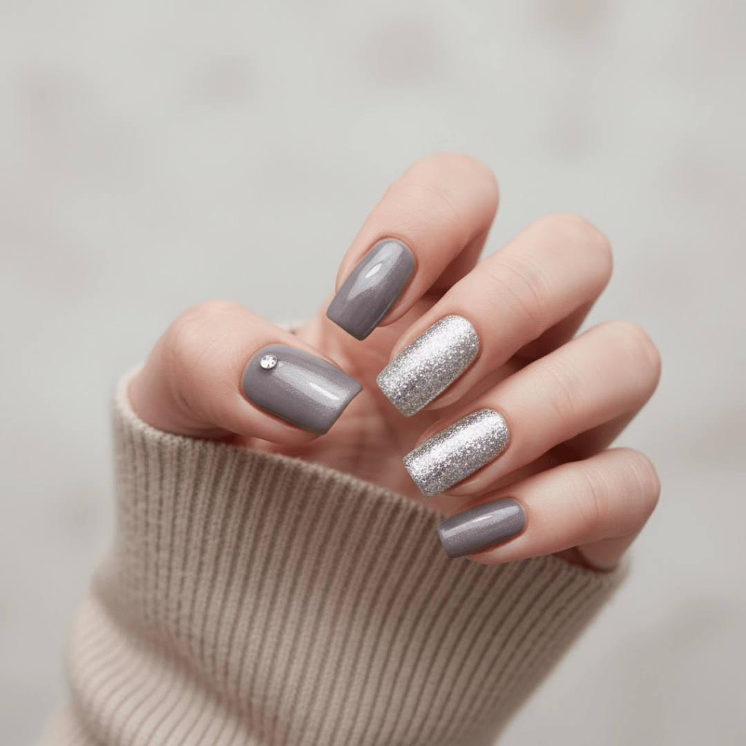 Matte Gray Sweater Texture Square Nails Matte Gray Sweater Texture Square Nails — Winter Gray Nails