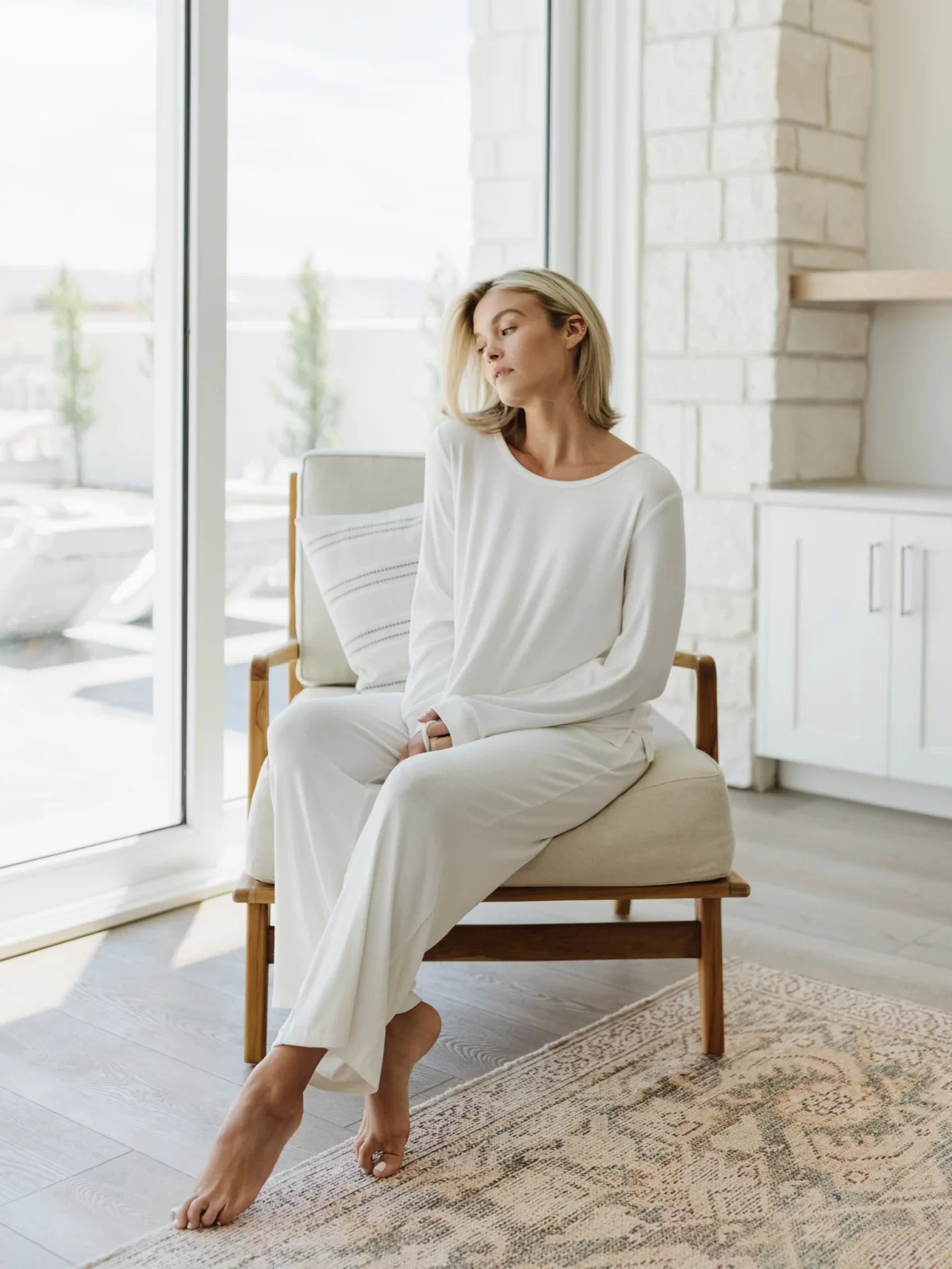 Loungewear Luxury: All-White Knit Set — Comfy Winter Outfits