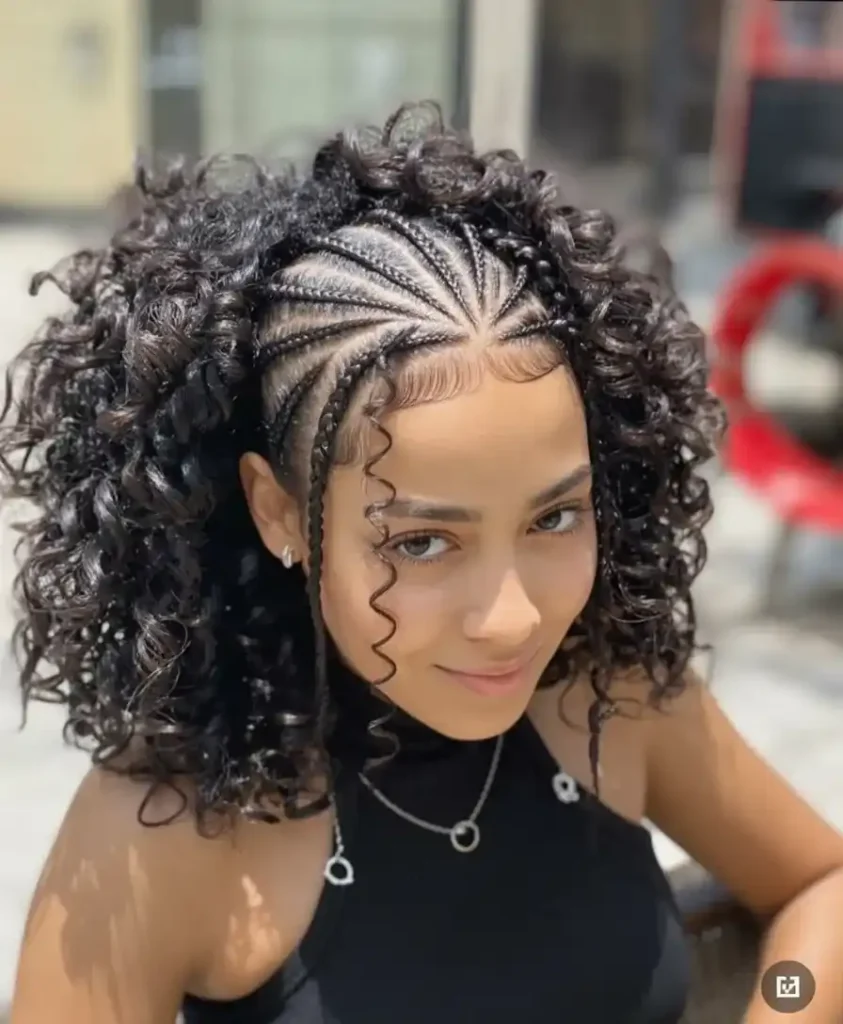 Geometric Braids With Curly Tendrils — Winter Hairstyles for Black Kids