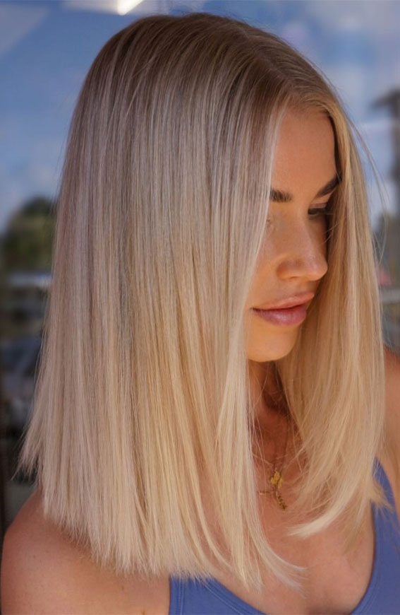 Soft Champagne Blonde Chin Bob Soft Champagne Blonde Chin Bob — Winter Hair Colors for Pale Skin