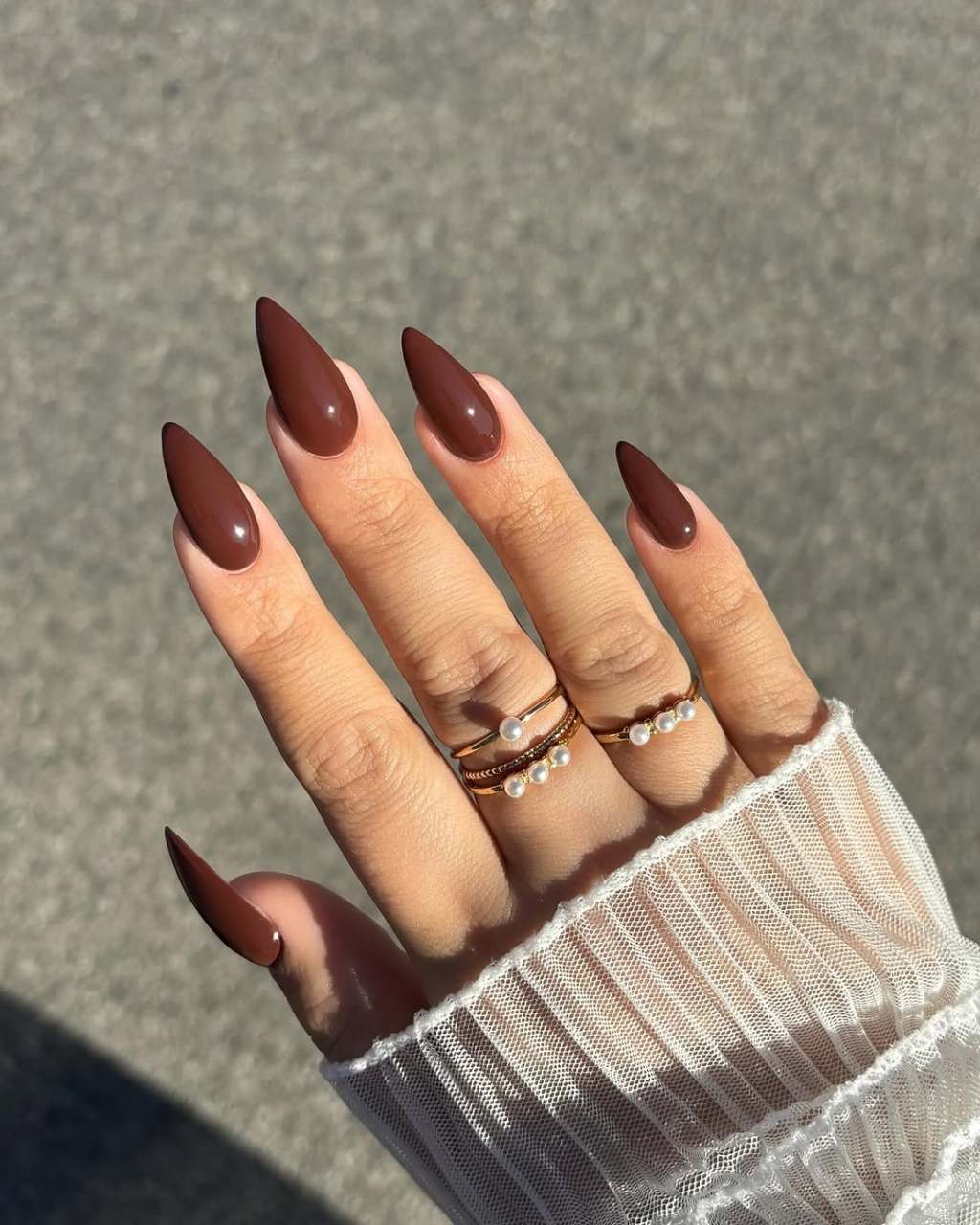 Luxurious Rich Chocolate Stilettos Luxurious Rich Chocolate Stilettos — Chocolate Brown Nails