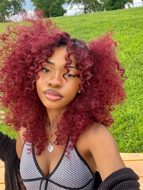 Shoulder Length Burgundy With Lighter Red Highlights Shoulder Length Burgundy With Lighter Red Highlights — Burgundy Hair Color