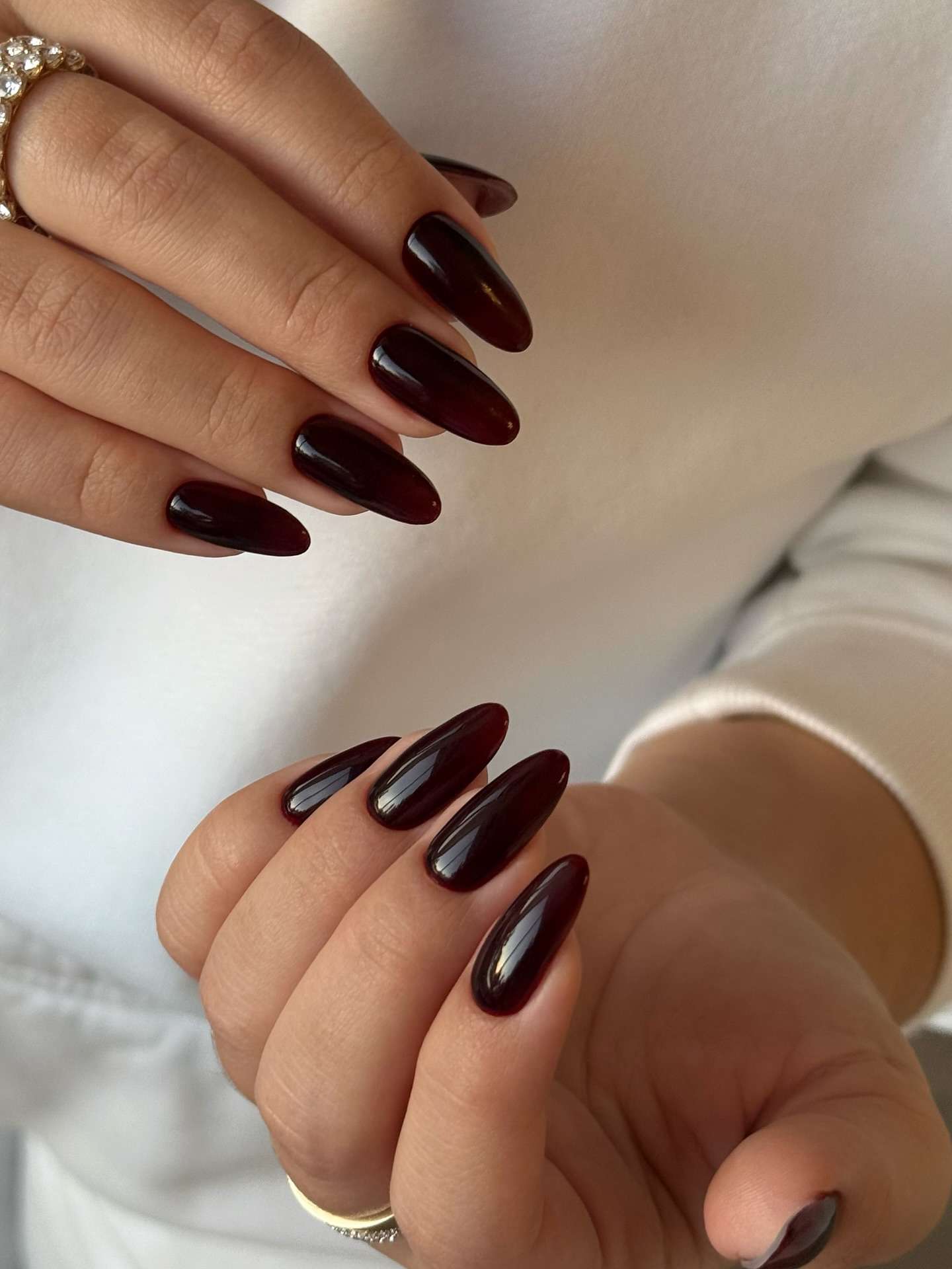 Near Black Deep Burgundy Oval Nails Near Black Deep Burgundy Oval Nails — Black Cherry Nails