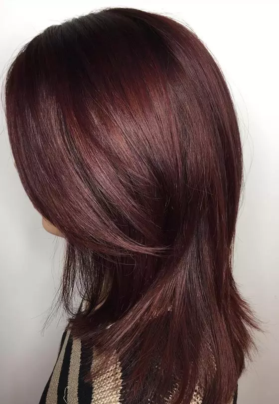 Layered Bob In Deep Mahogany — Mahogany Hair Color