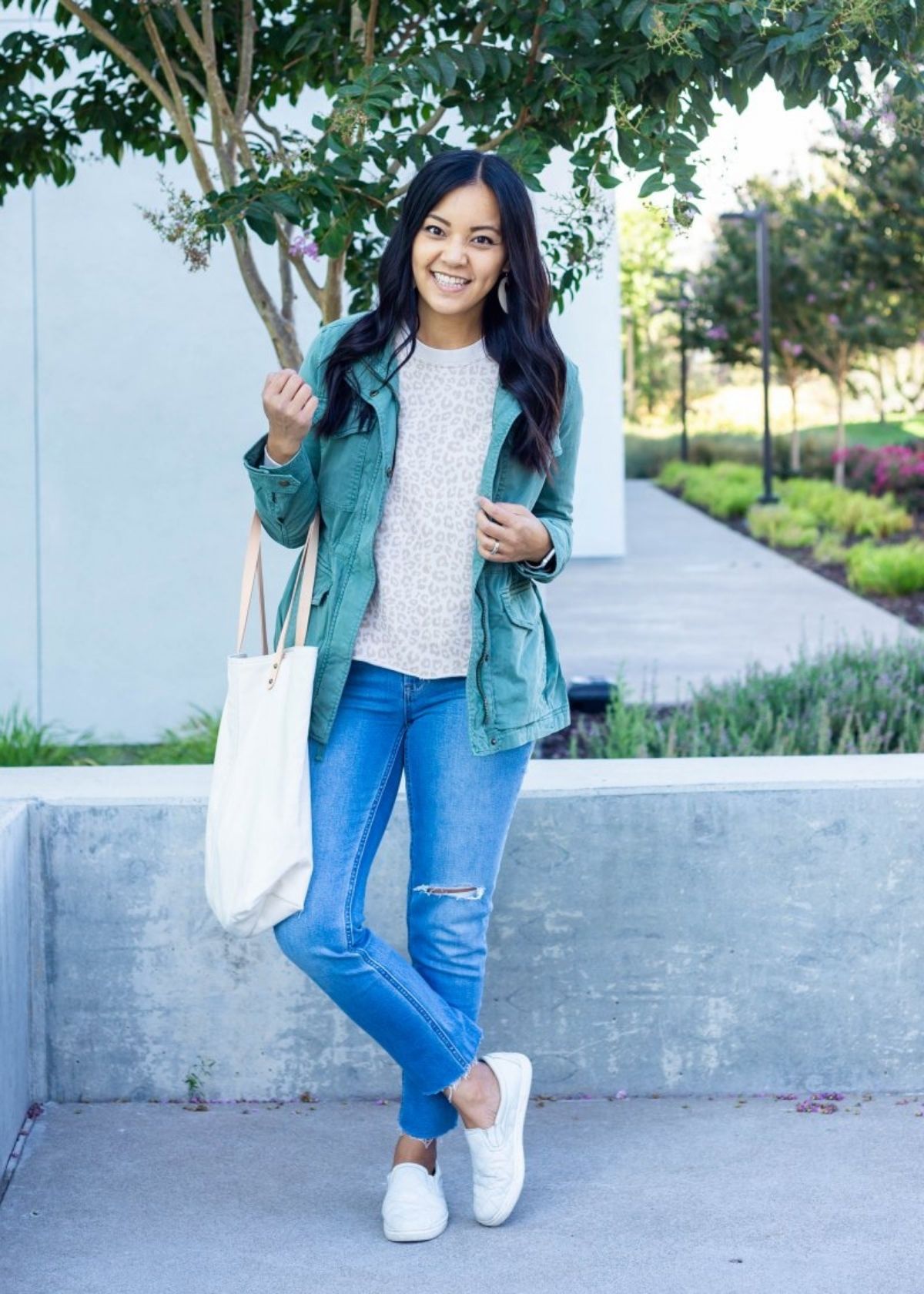 Utility Jacket with Leopard Print Sweater — Parka Outfits