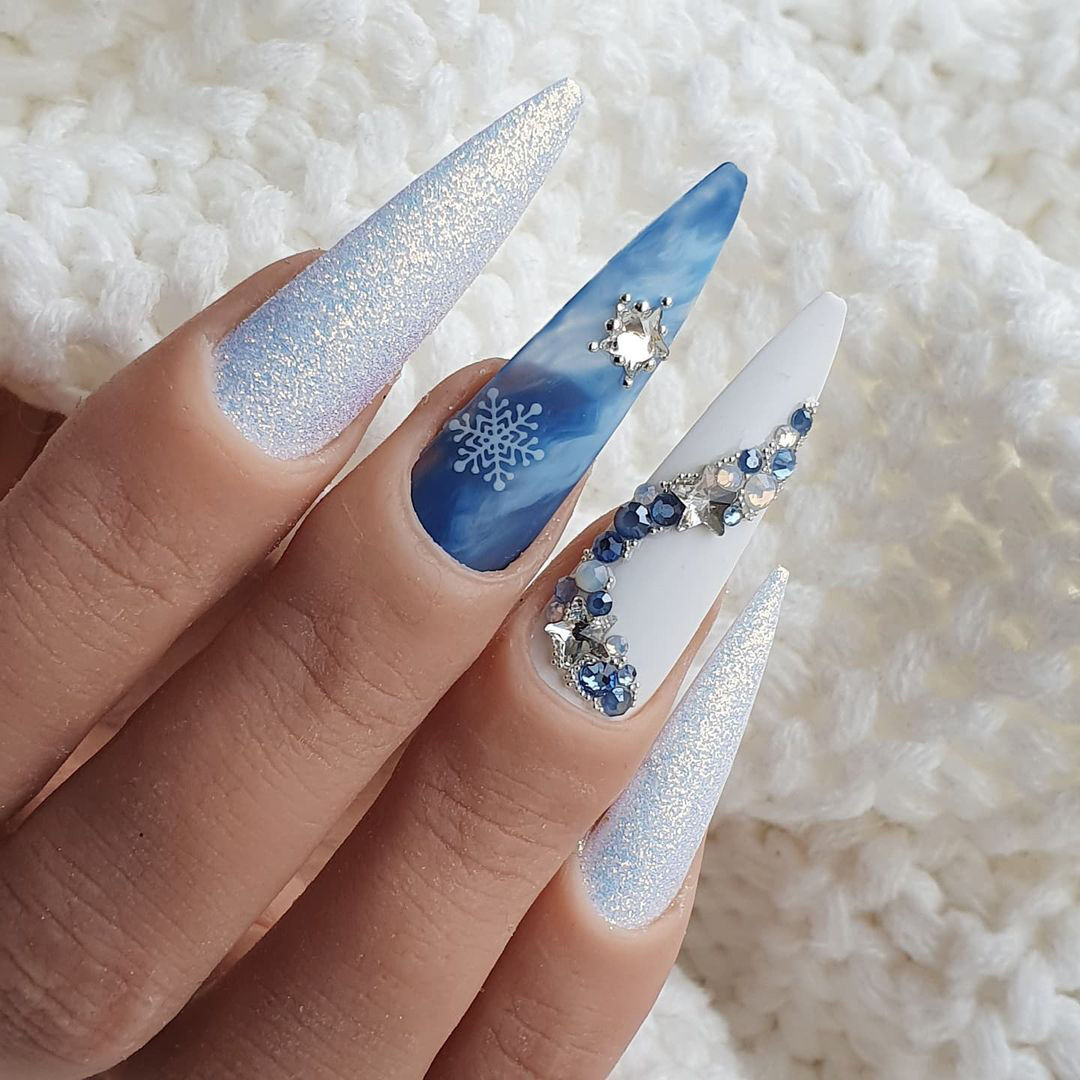 Glitter Matte And Glossy Visual Idea — Winter Wonderland Nails