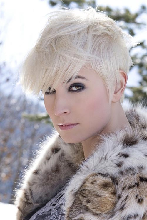 Tousled Platinum Blonde Pixie With Choppy Layers Tousled Platinum Blonde Pixie With Choppy Layers — Winter Pixie Haircuts