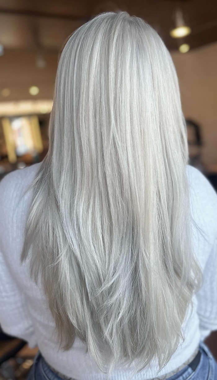 Ice Silver Blonde Long Layers — Winter Hair Colors for Blondes