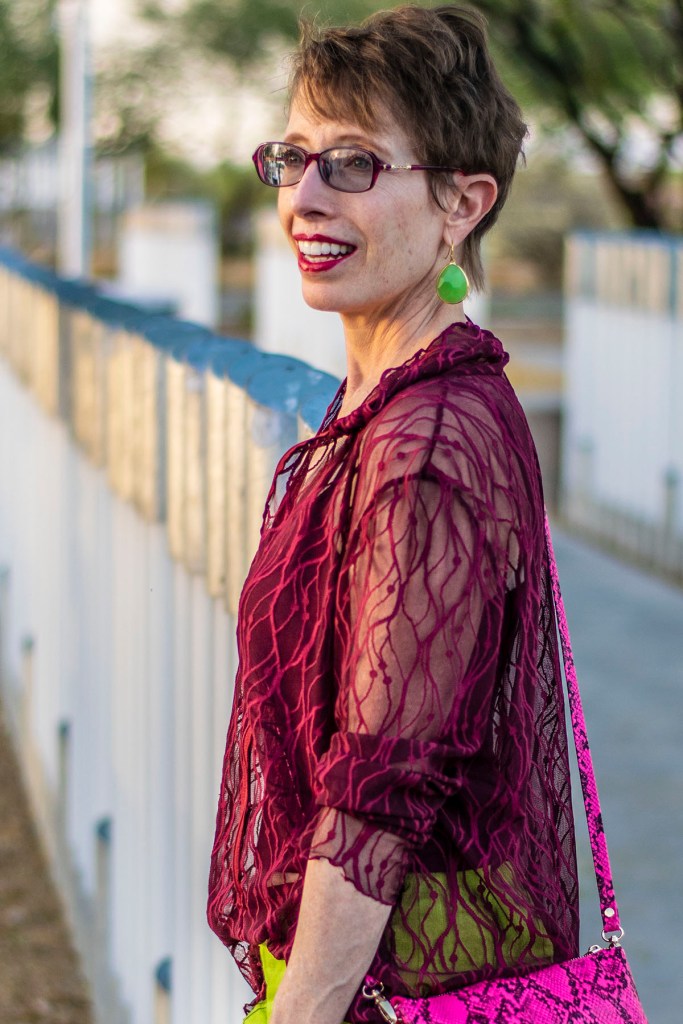 Sheer Burgundy Overlay Top with Bold Accents — Burgundy Outfits