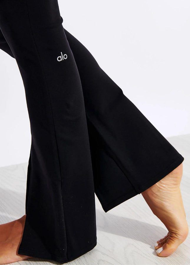 Athletic Luxe: Subtle Logo Detail — Flare Leggings Outfits