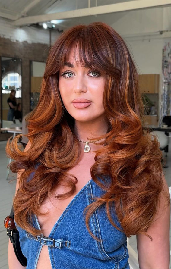Fiery Auburn With Golden Highlights Fiery Auburn With Golden Highlights — Winter Auburn Hair Color