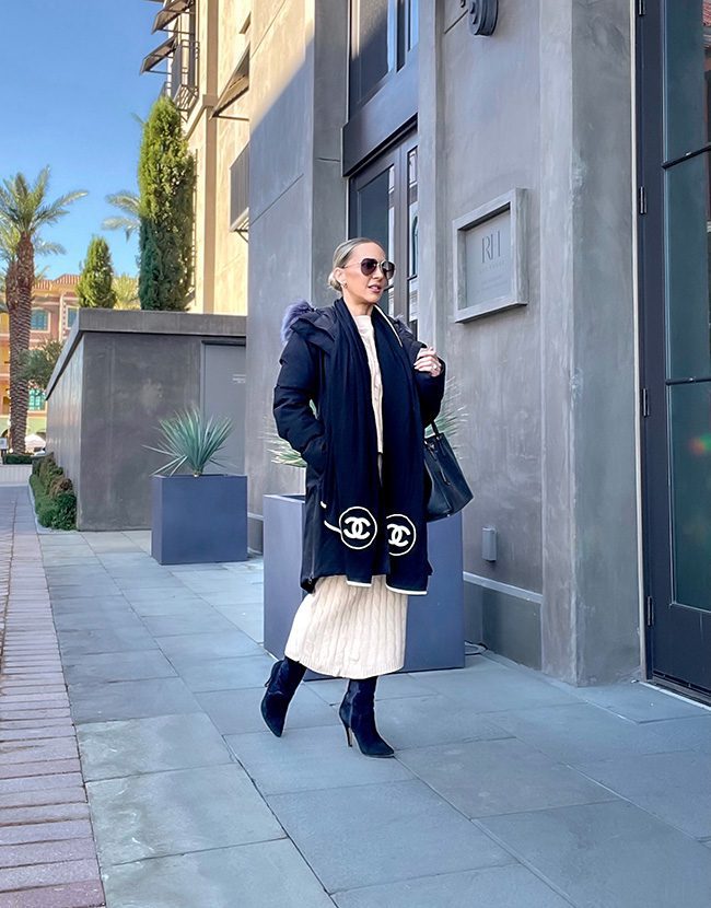 Cozy Casual: Puffer Coat and Heeled Ankle Boots Cozy Casual: Puffer Coat and Heeled Ankle Boots — Black Boots Outfits