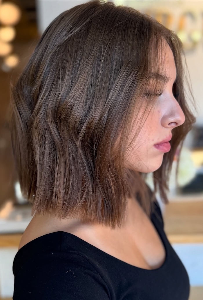 Medium Brown Bob With Ashy Undertones Medium Brown Bob With Ashy Undertones — Mushroom Brown Hair
