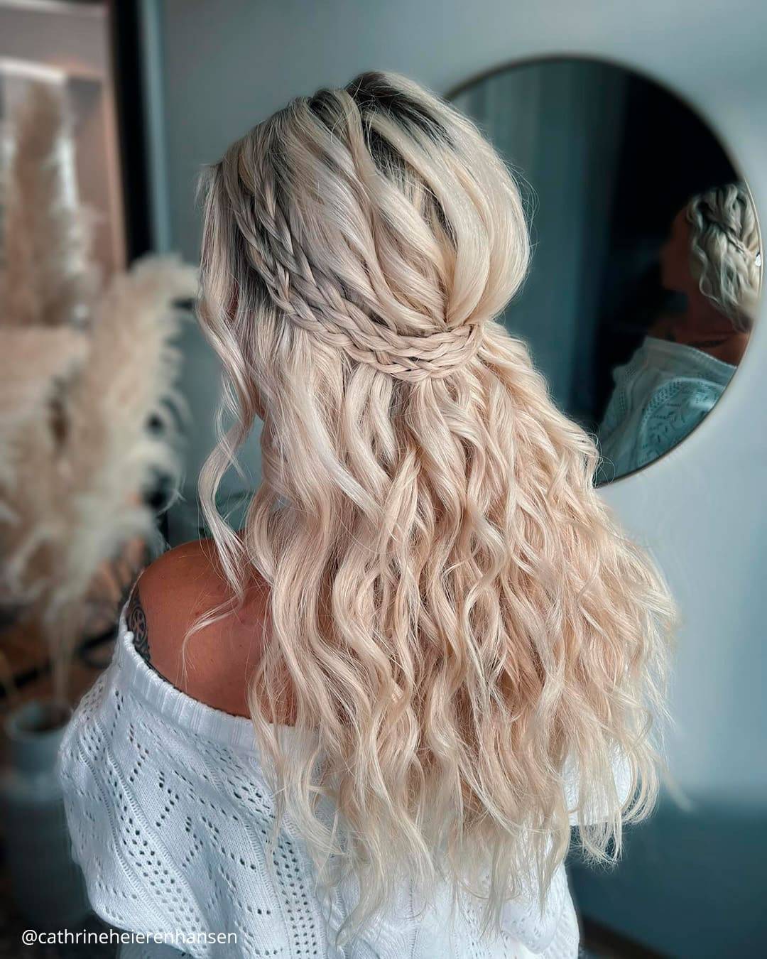 Half-Up Braids With Curls — Winter Hairstyles for Long Hair