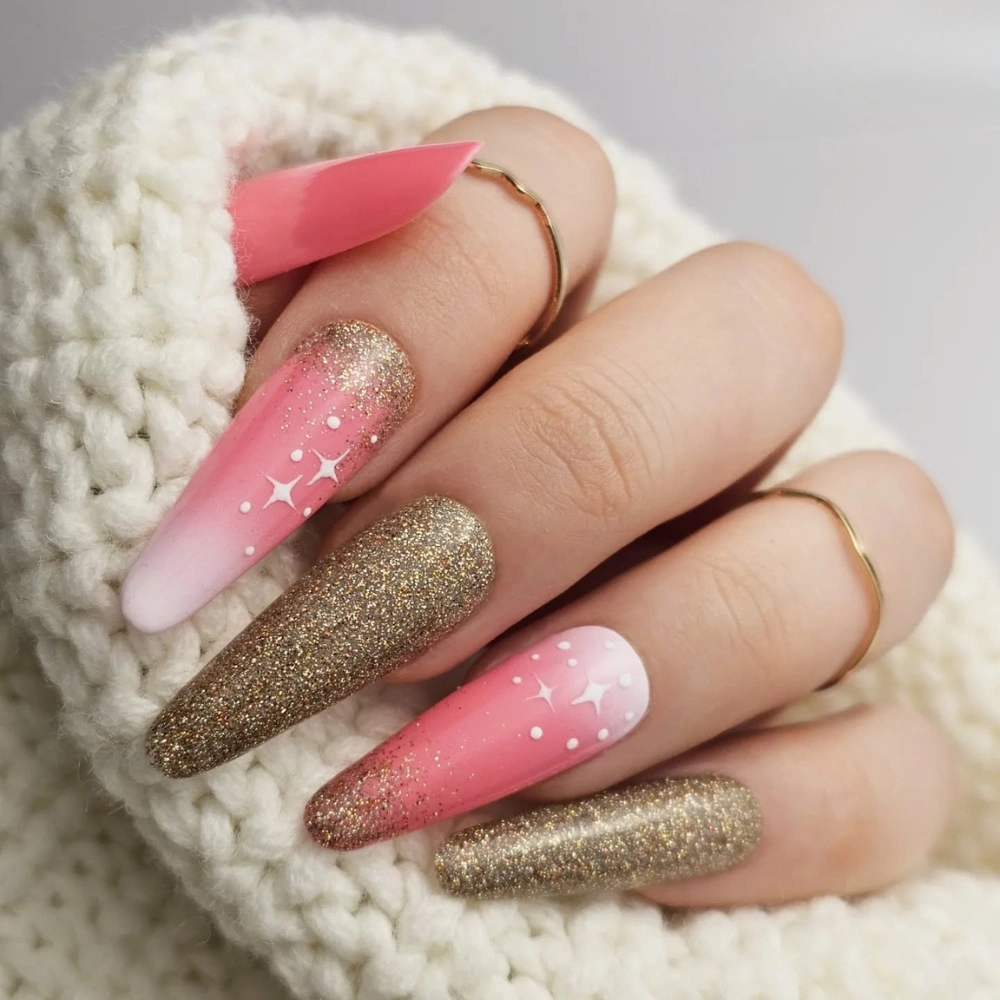 Glamorous Pink to White Ombre Glitter Glamorous Pink to White Ombre Glitter — Cute Winter Nails