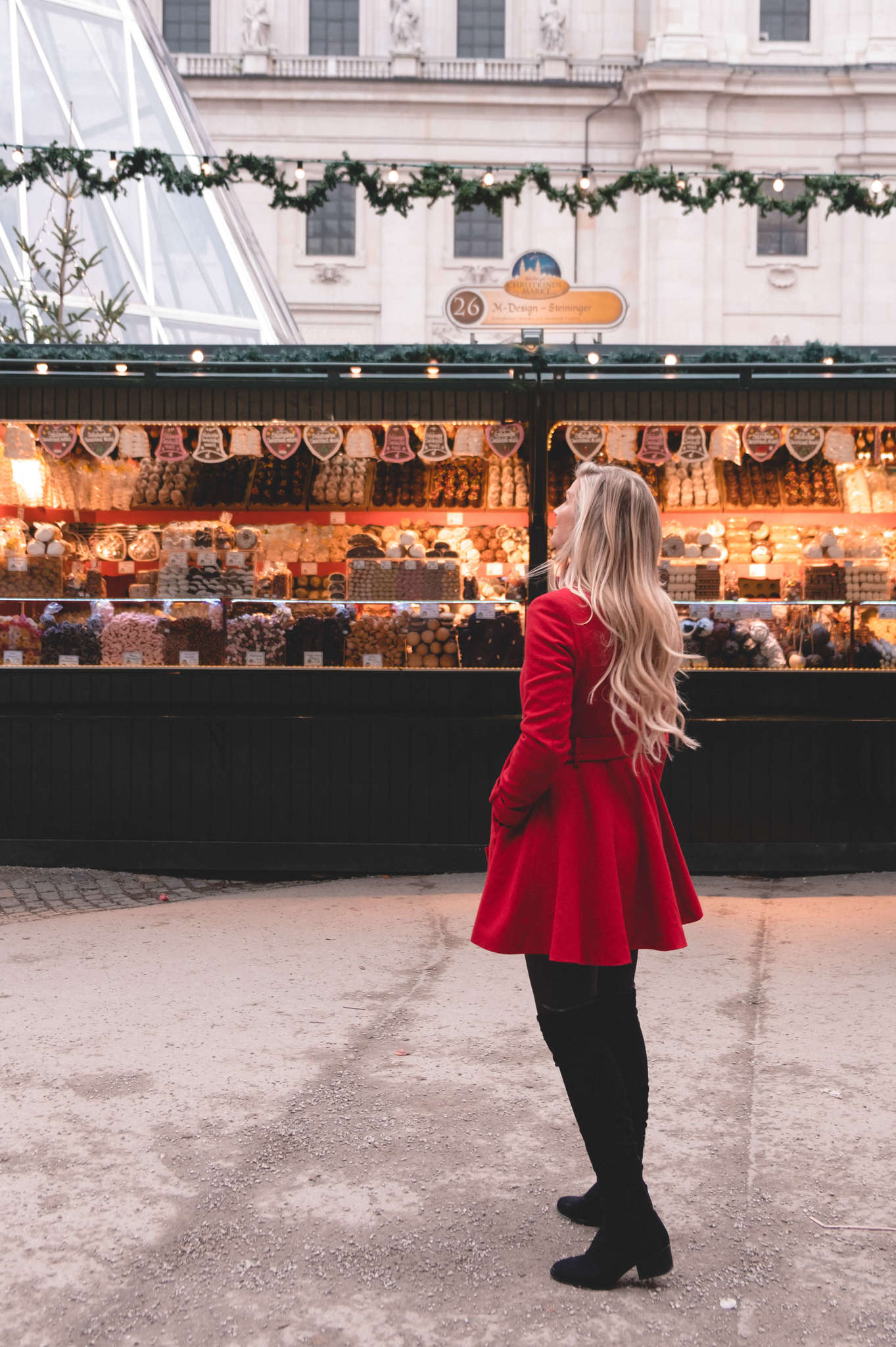 Vibrant Red Belted Coat for Festive Outings — Europe Winter Outfits