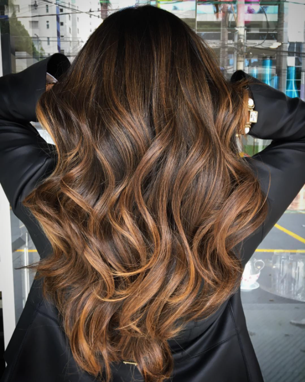 Dark Brown With Caramel Copper Balayage Dark Brown With Caramel Copper Balayage — Winter Balayage