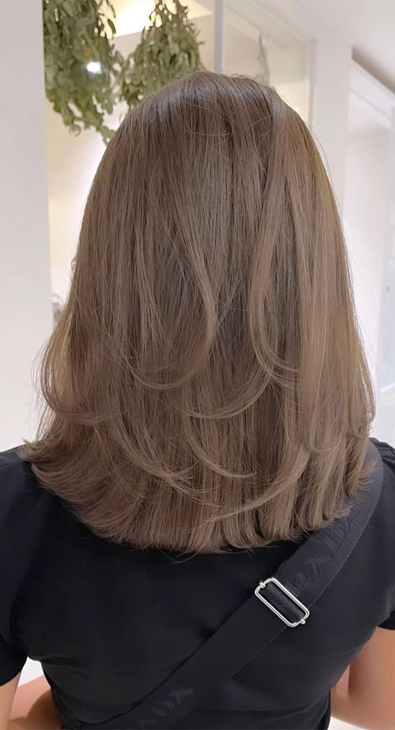 Air-Dried Mushroom Brown Layers Air-Dried Mushroom Brown Layers — Winter Shoulder Length Hairstyles