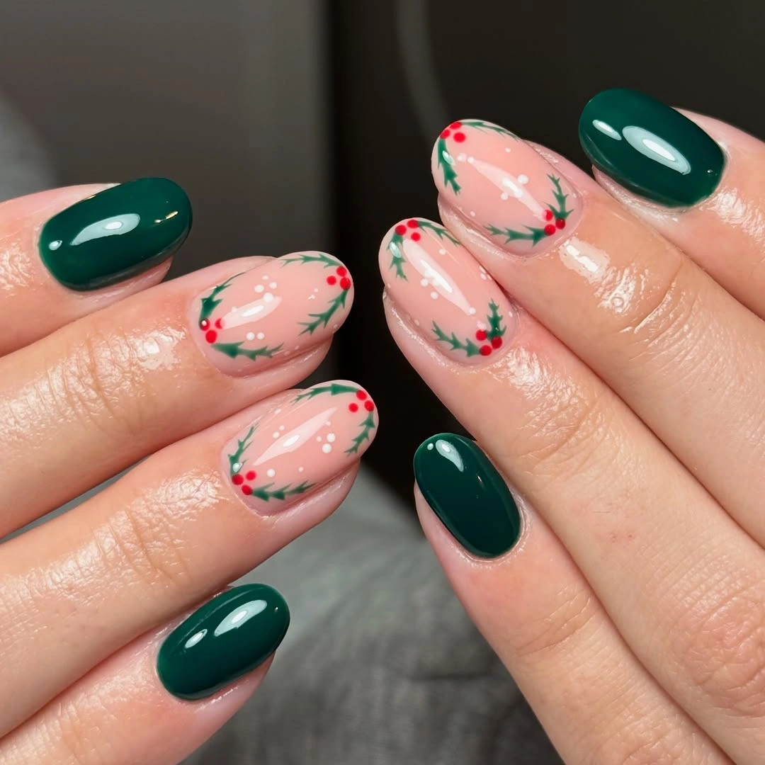 Glossy bright red almond nails with no added design