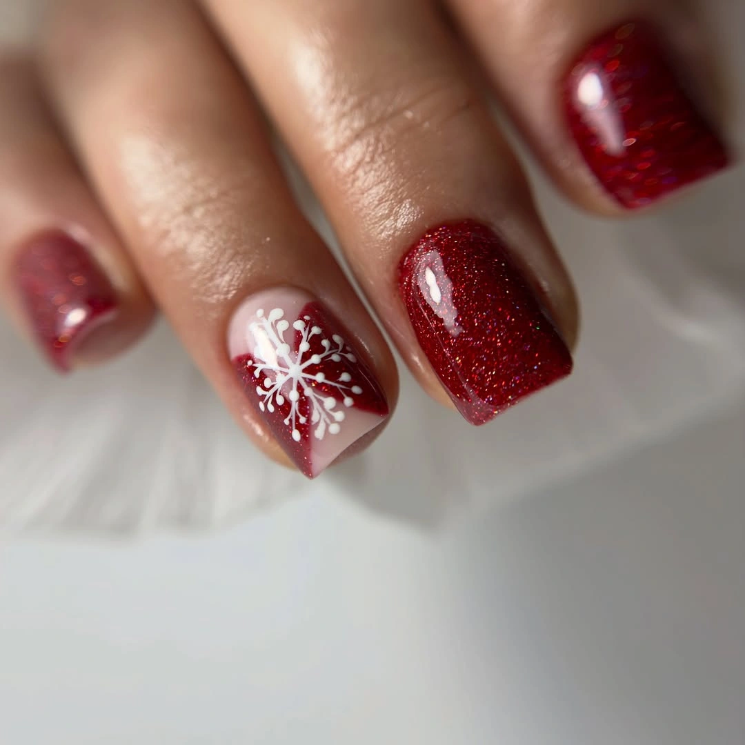 Medium square nails in smooth glossy bright red