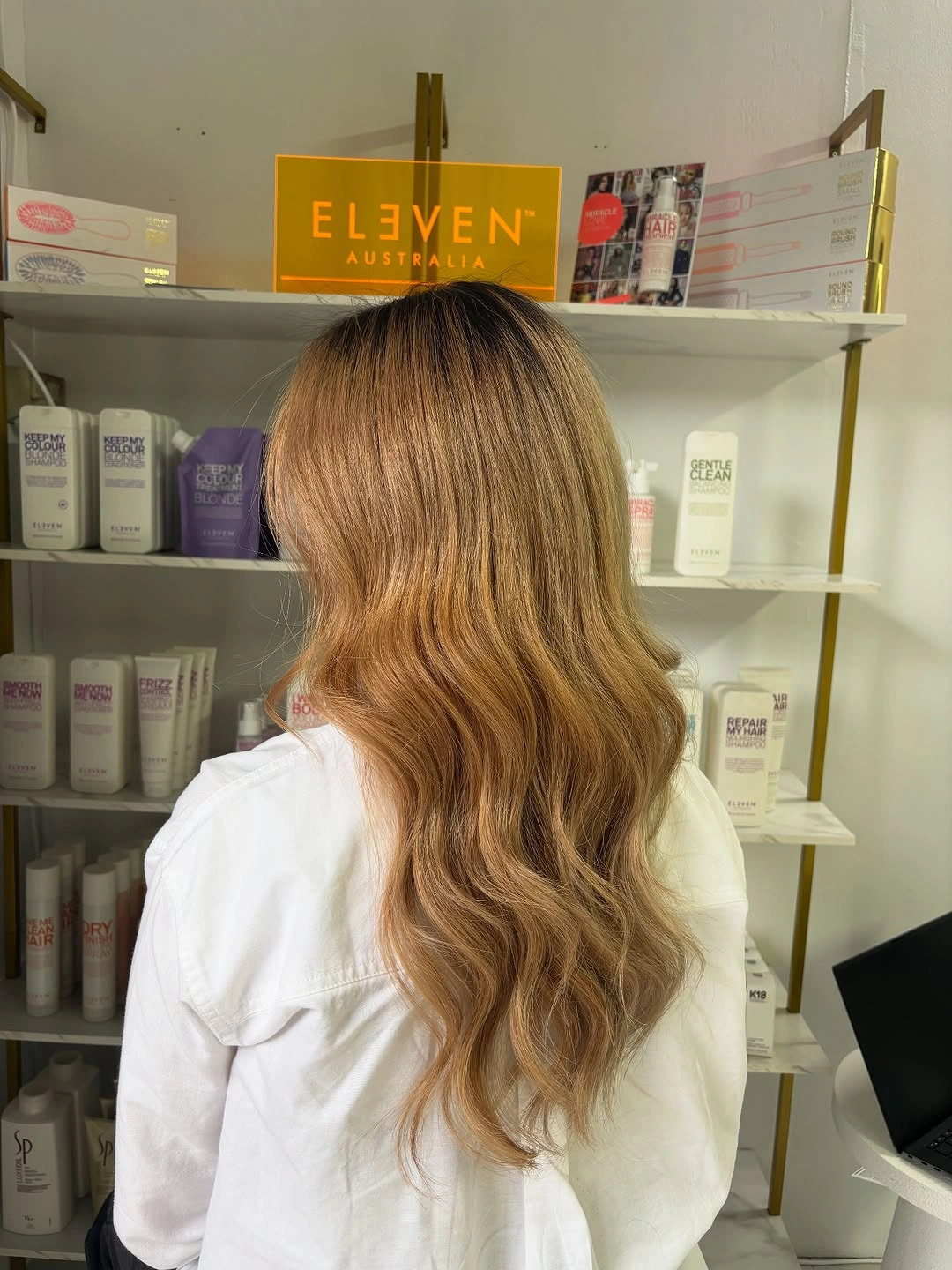 Long warm-toned hair with broad loose waves