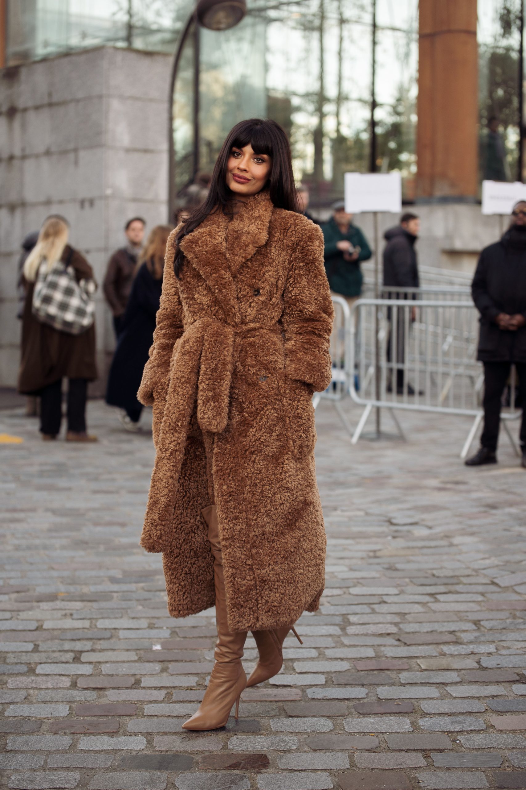 Longline Brown Teddy Coat with Belted Silhouette Longline Brown Teddy Coat with Belted Silhouette — Teddy Coat Outfits