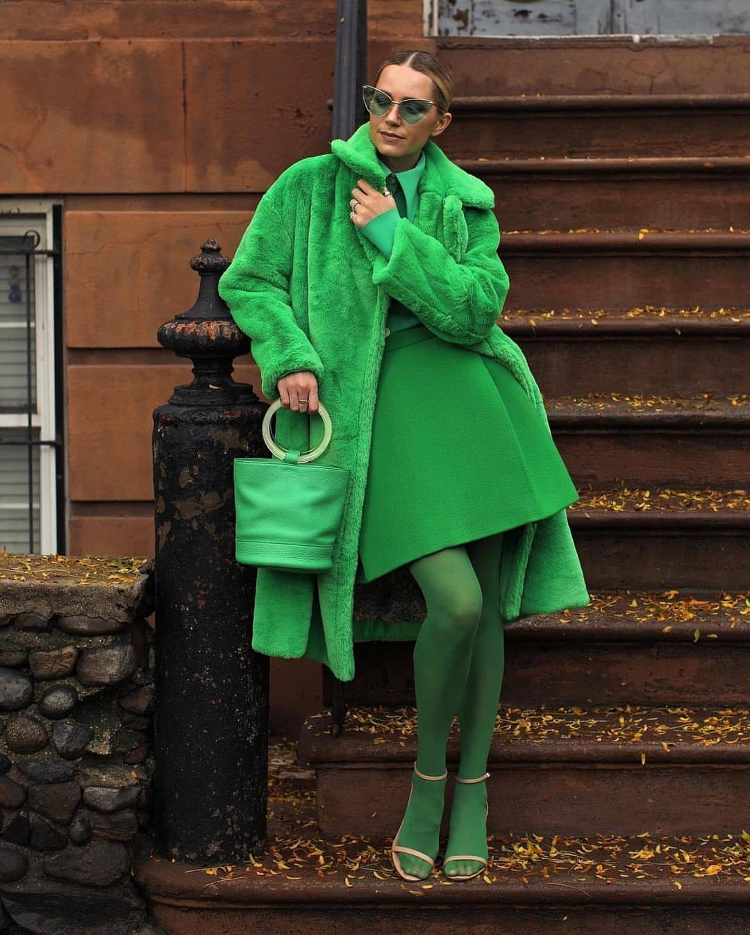 Monochromatic Green Teddy Coat Ensemble Monochromatic Green Teddy Coat Ensemble — Teddy Coat Outfits