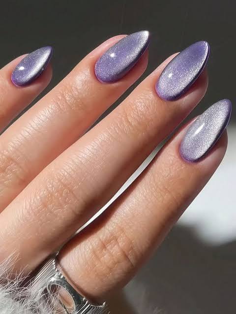 Purple to Silver Cat-Eye Ombre — Winter Ombre Nails