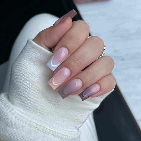 Ombre French Tips with Metallic Accents — Winter Ombre Nails