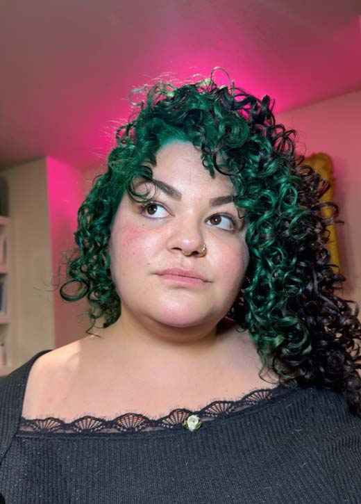 Black Base With Emerald Green Highlights — Winter Hair Colors for Plus Size Women
