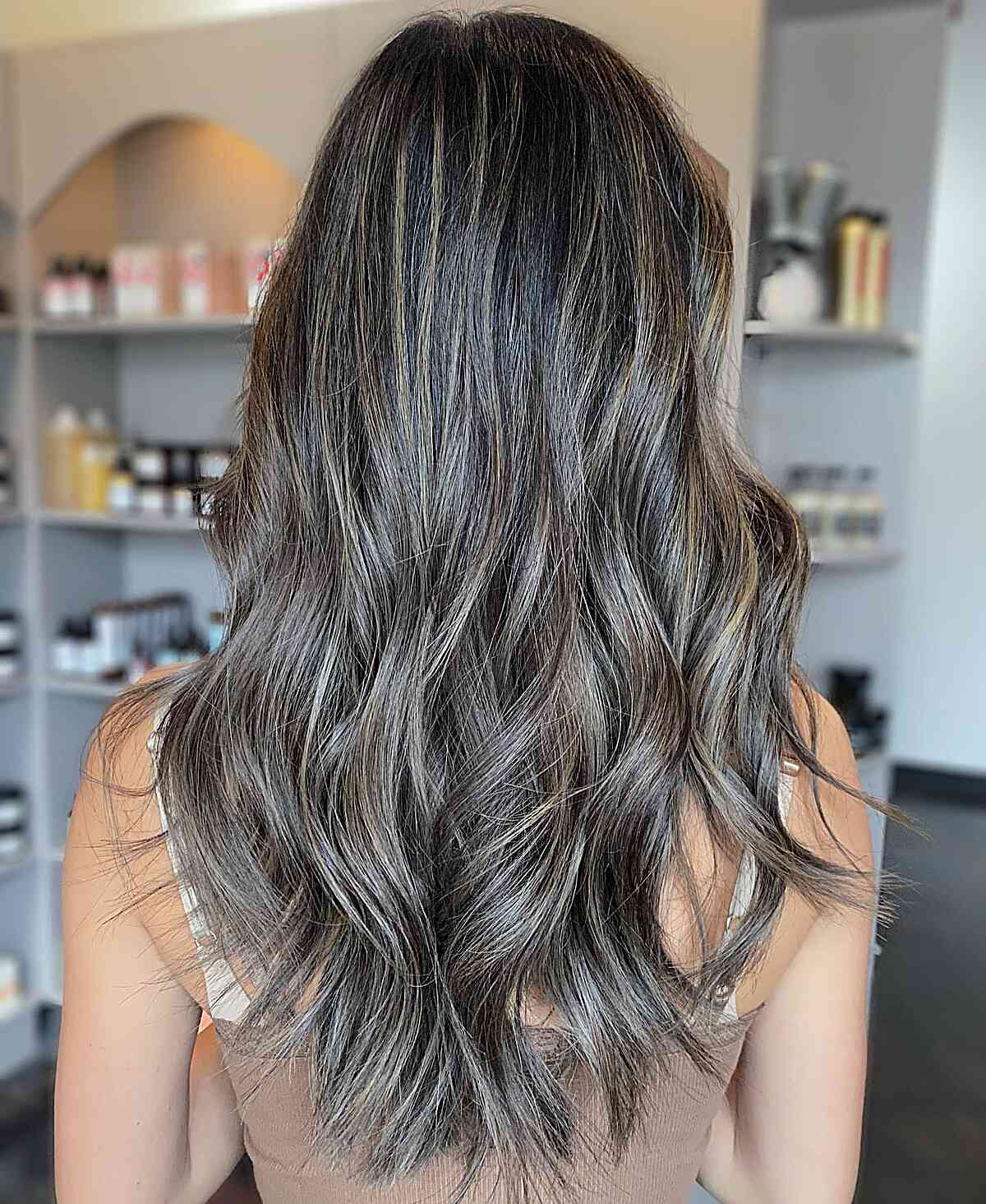 Dark Brown With Muted Balayage Dark Brown With Muted Balayage — Winter Hair Colors for Gray Hair