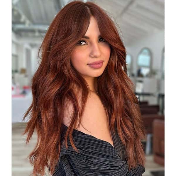 Multi-Dimensional Copper with Highlights — Winter Hair Colors for Women Over 40